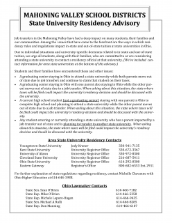 MAHONING VALLEY SCHOOL DISTRICTS State University Residency Advisory - See PDF for screen readable text